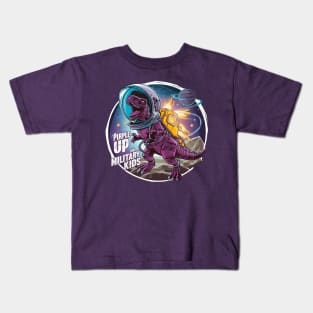 purple up for military kids dino astronaut lovers funny Kids T-Shirt